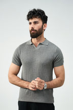 Knitted Polo - Ash Grey