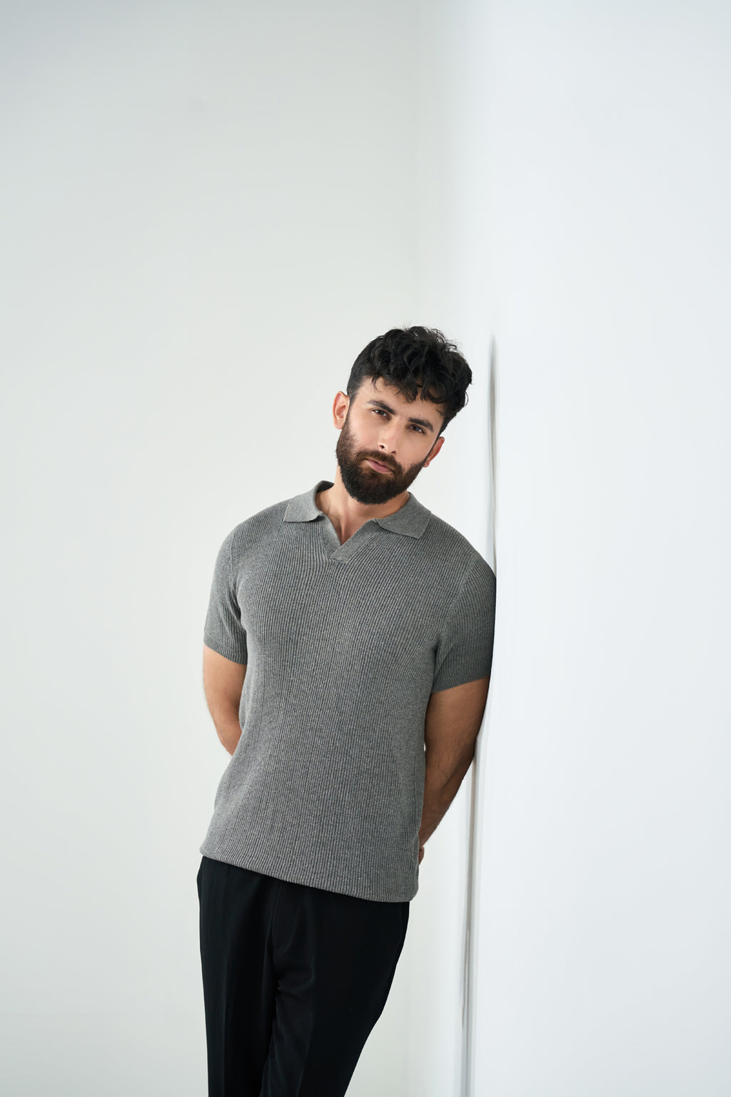 Knitted Polo - Ash Grey