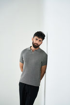 Knitted Polo - Ash Grey