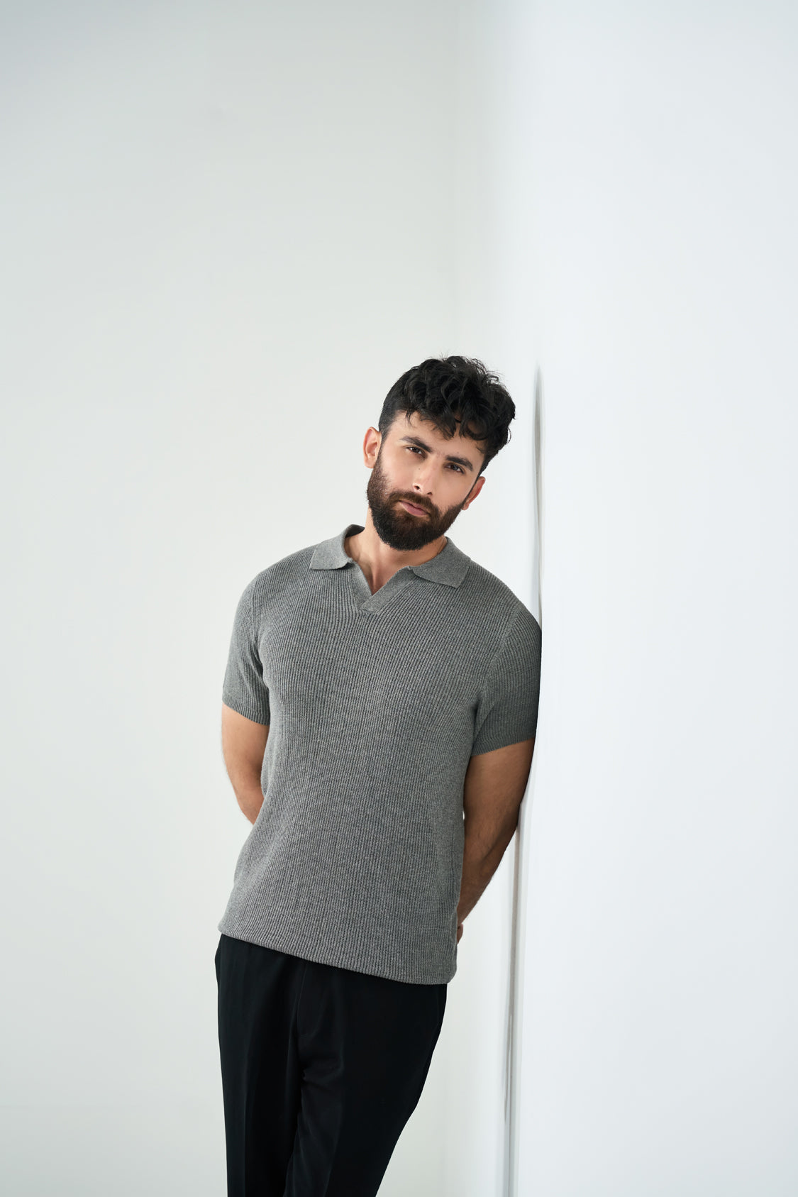 Knitted Polo - Ash Grey
