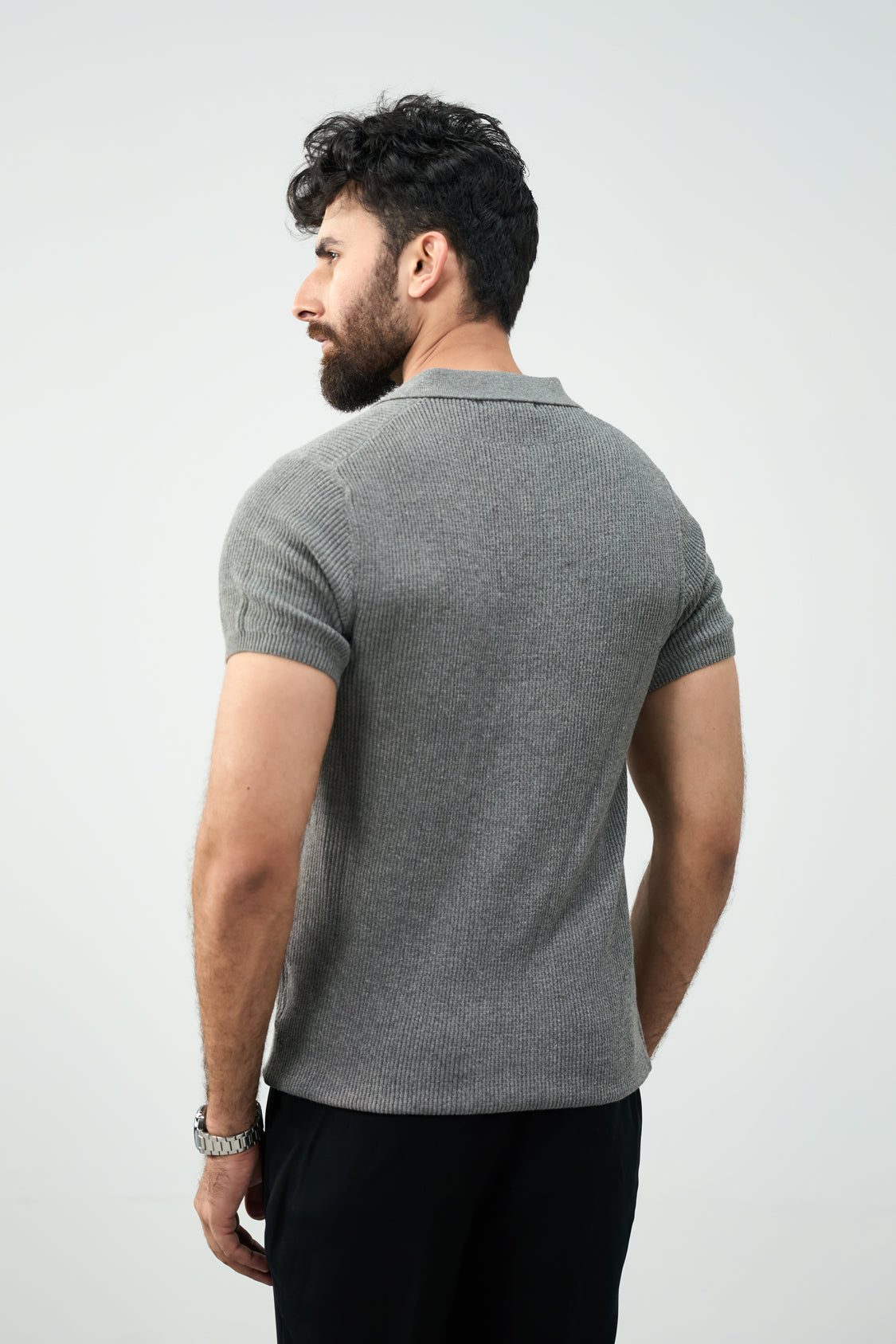 Knitted Polo - Ash Grey