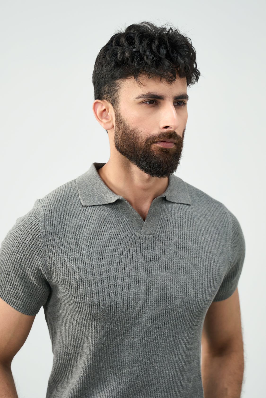 Knitted Polo - Ash Grey