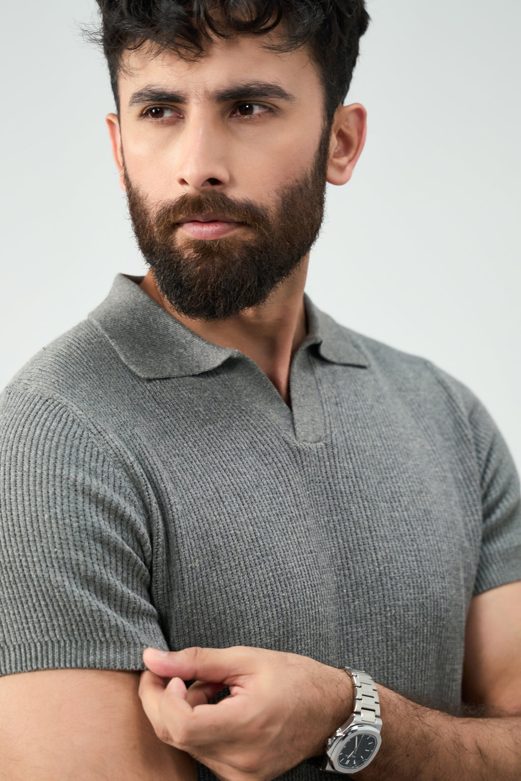 Knitted Polo - Ash Grey