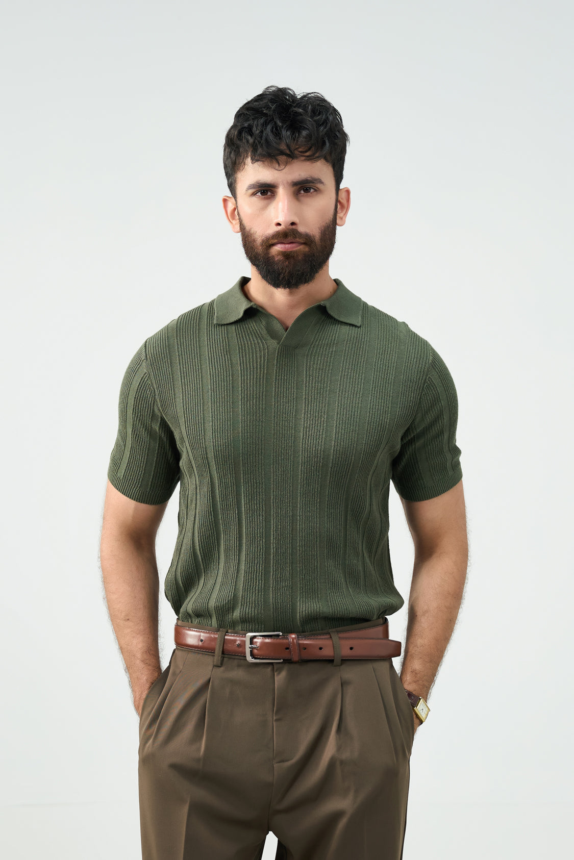 Knitted Polo - Green Main image