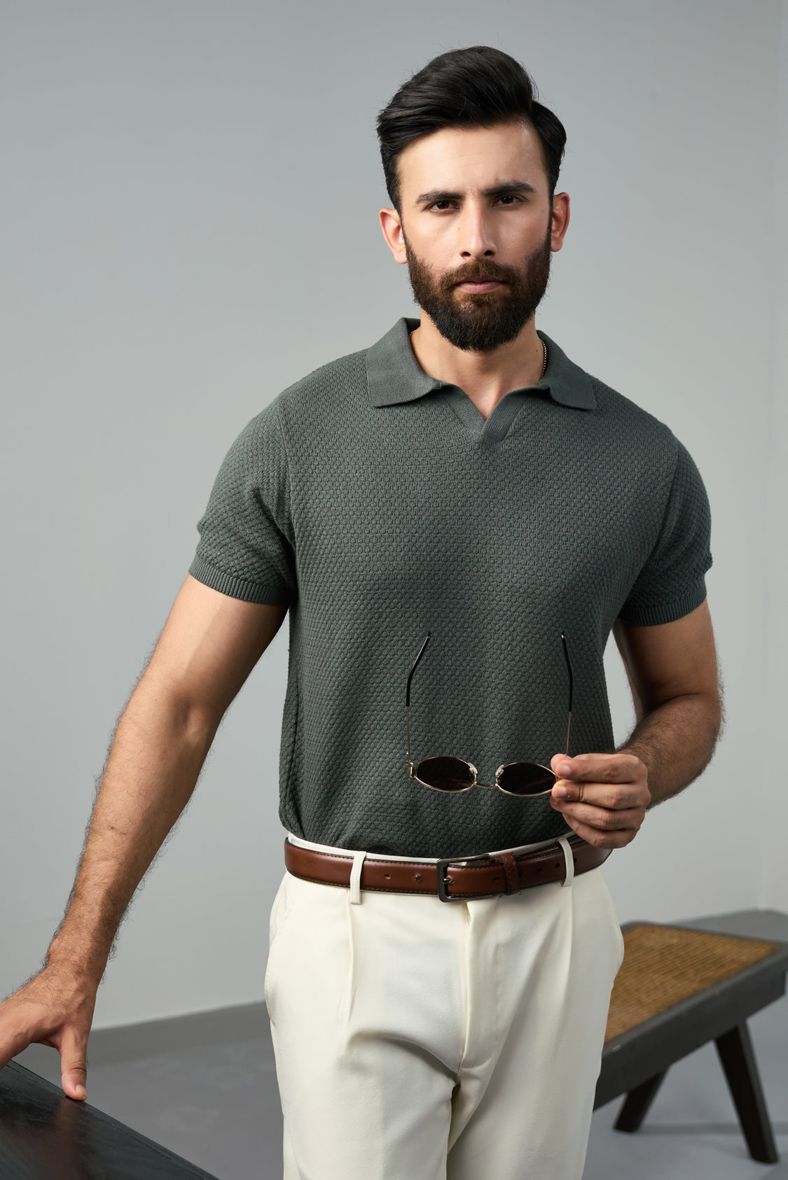 Knitted Polo - Olive Secondary image