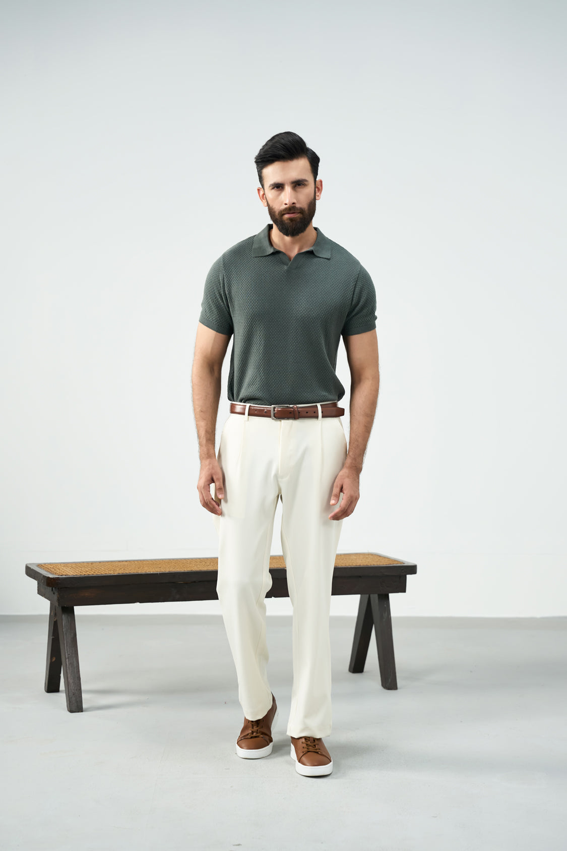 Knitted Polo - Olive