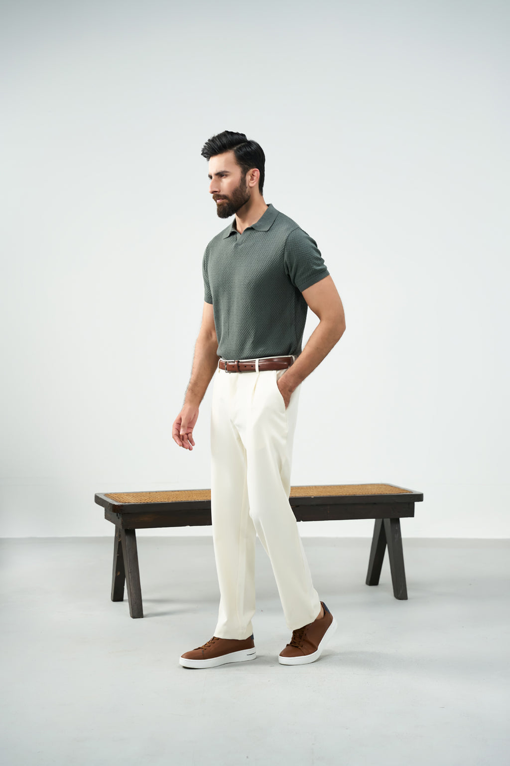 Knitted Polo - Olive