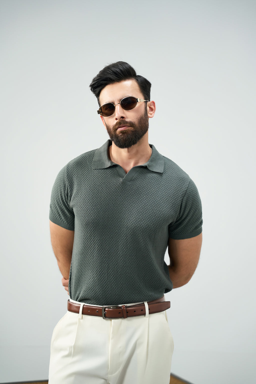 Knitted Polo - Olive