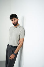 Knitted polo - Cloud grey