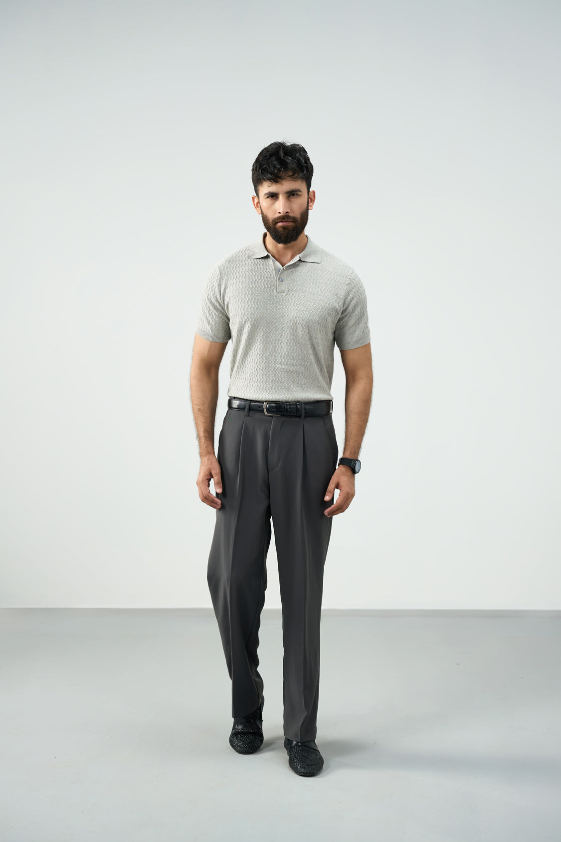 Knitted polo - Cloud grey Secondary image