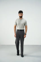 Knitted polo - Cloud grey