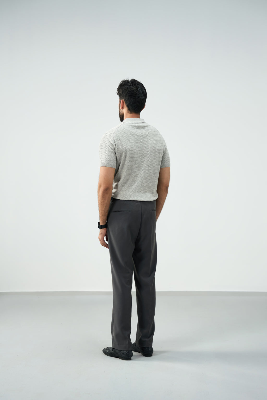 Knitted polo - Cloud grey