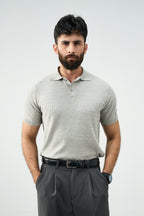 Knitted polo - Cloud grey