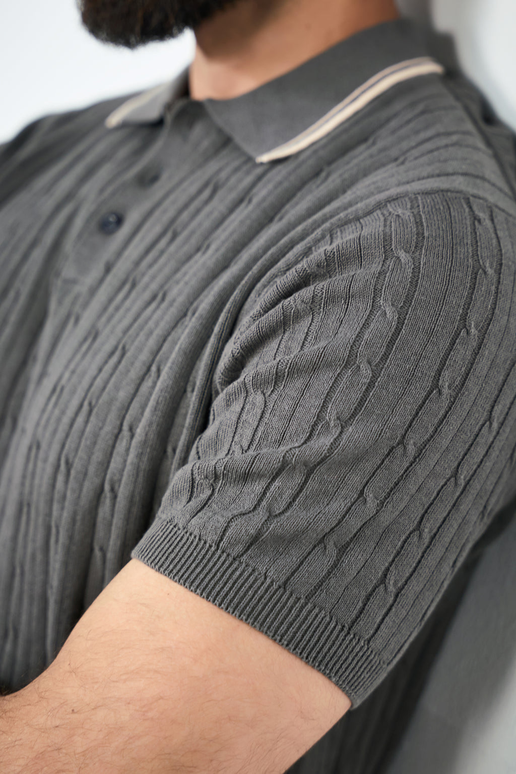 Knitted polo - Graphite grey