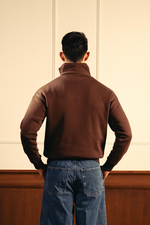Classic Quarter Zip Sweatshirt – Brown