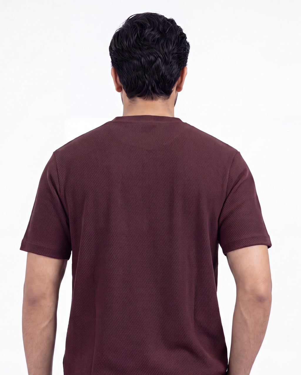 Textured Henley - Maroon Textured