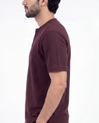 Textured Henley - Maroon Textured