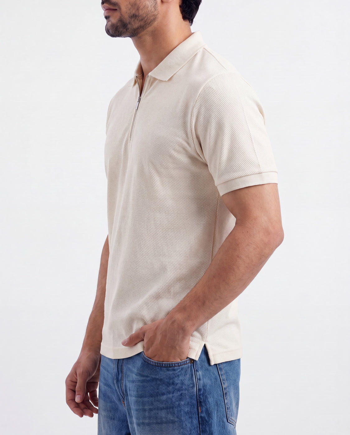 White Zipper Polo