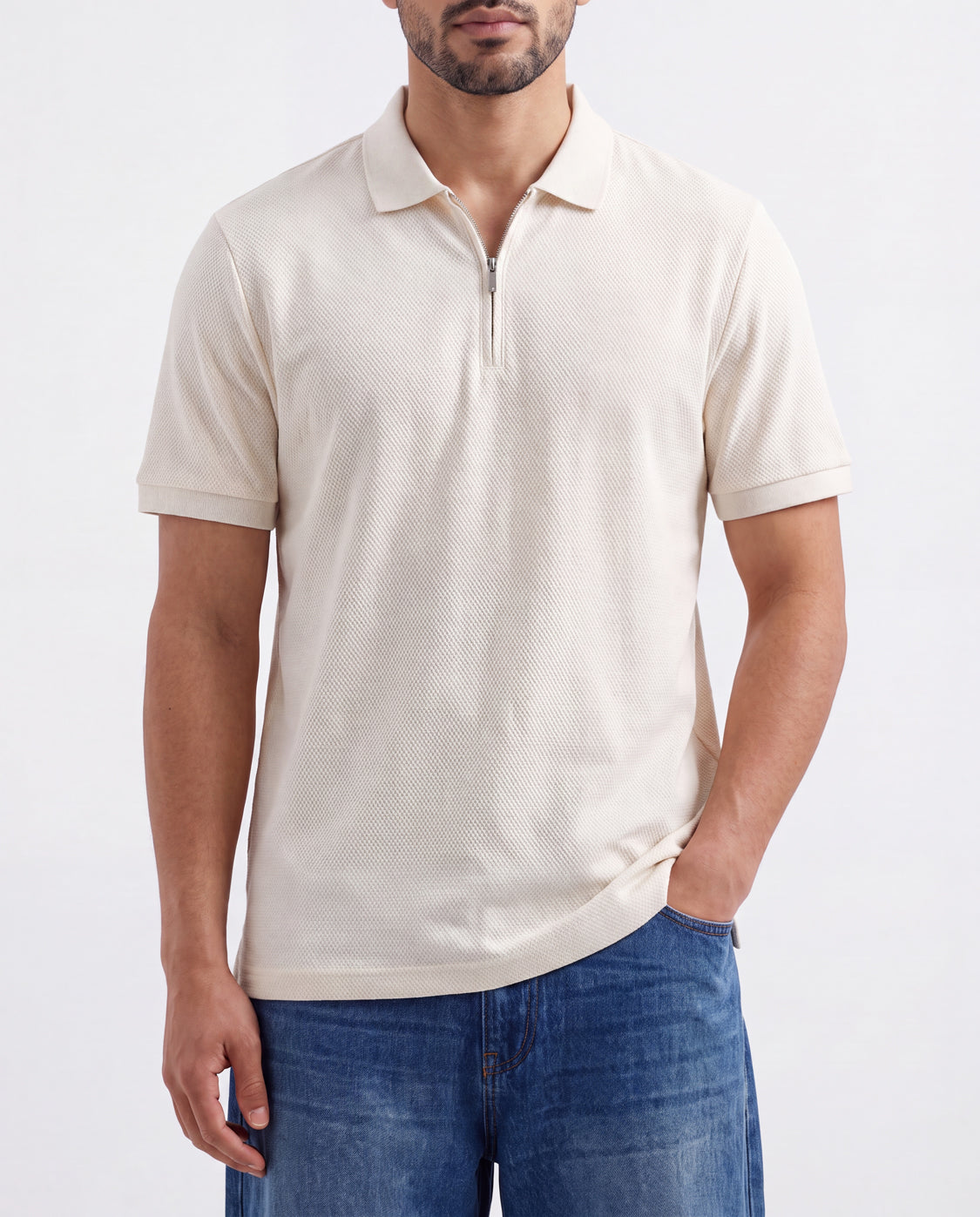 White Zipper Polo Main image