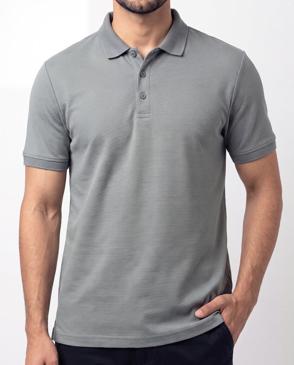 Textured Polo - Ash Green