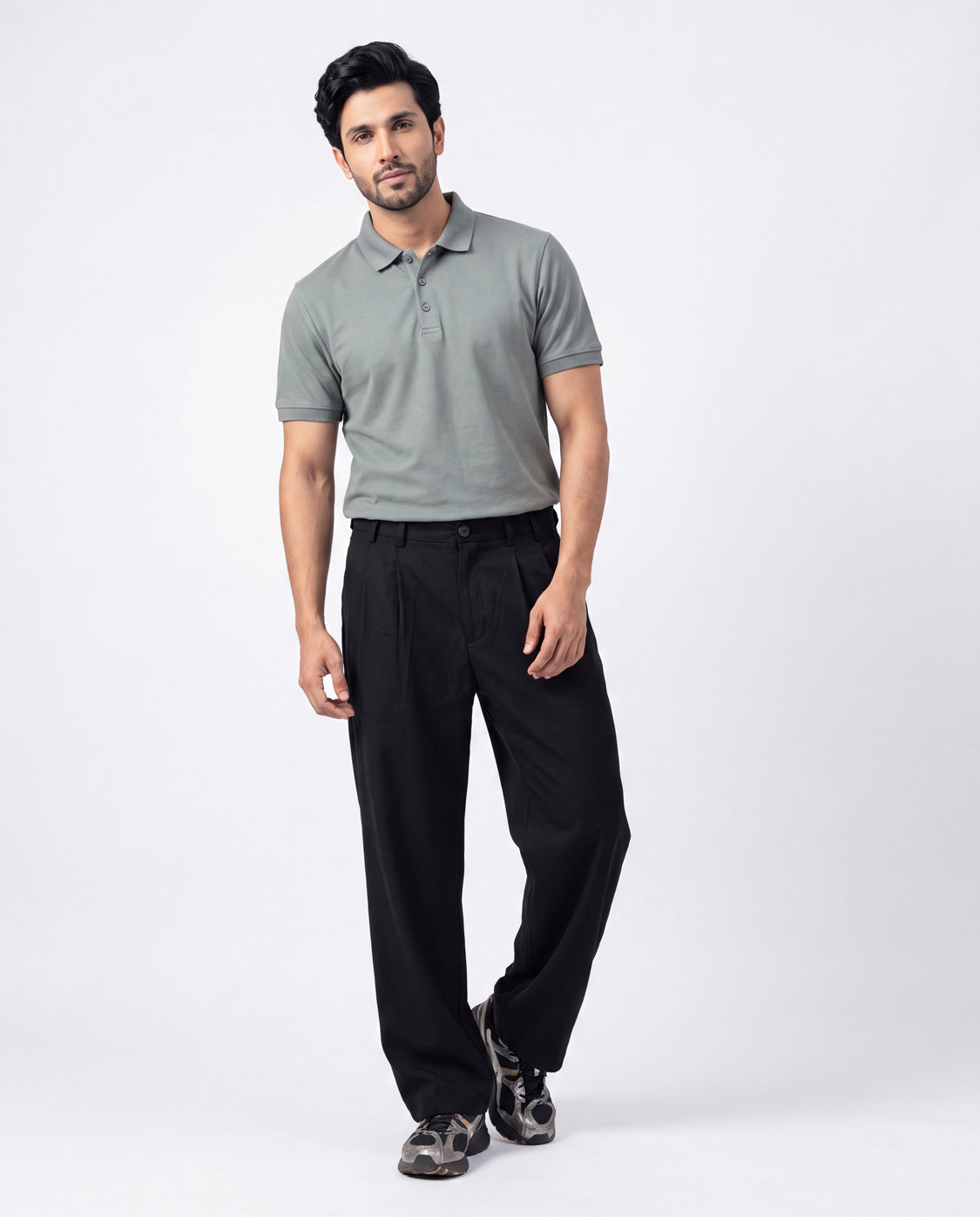 Textured Polo - Ash Green