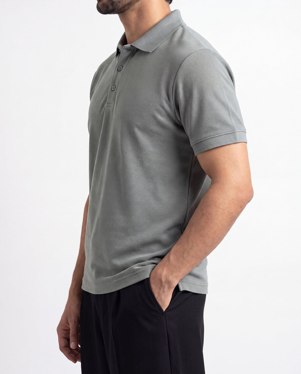Textured Polo - Ash Green