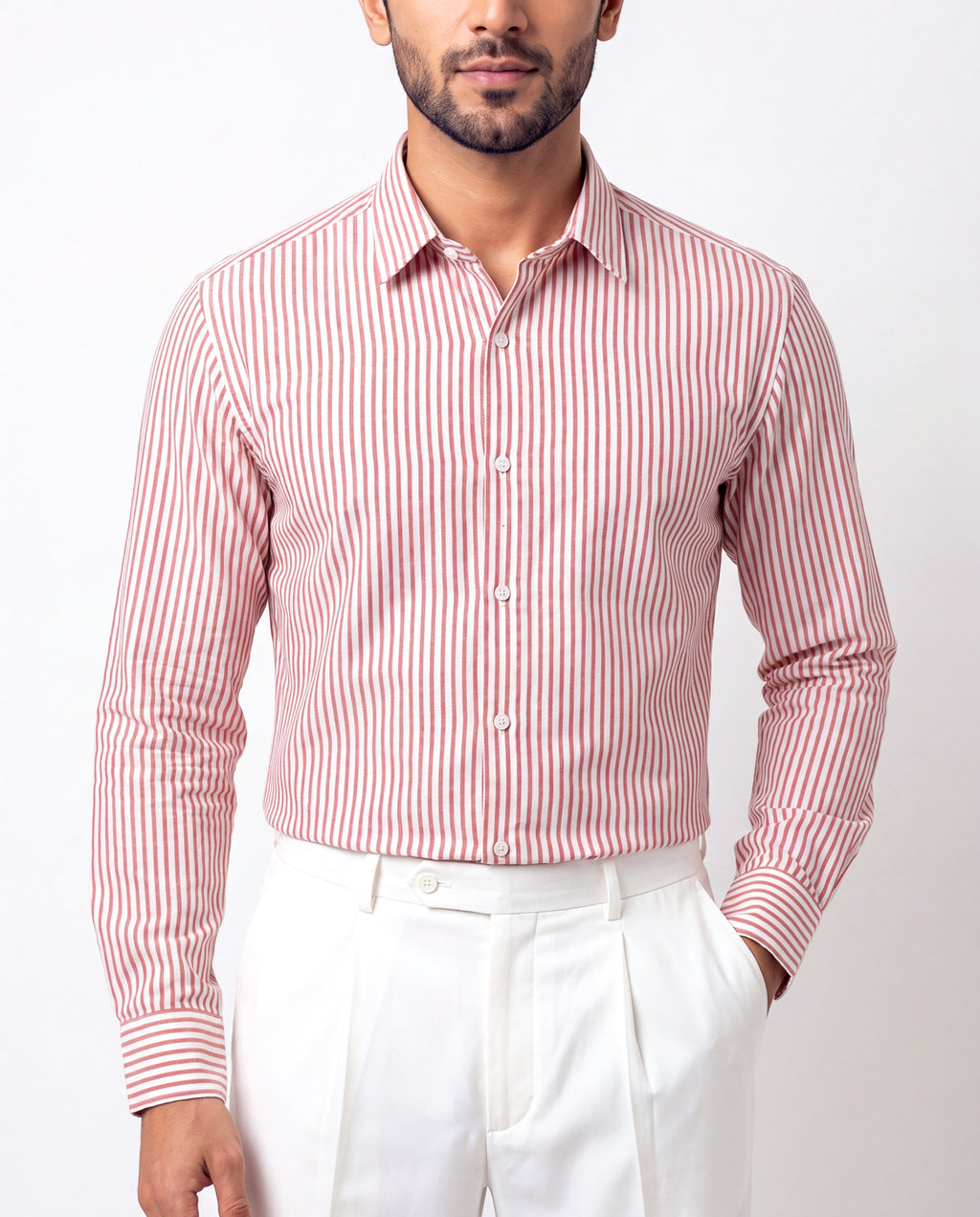 Striped Button Down - Red & White