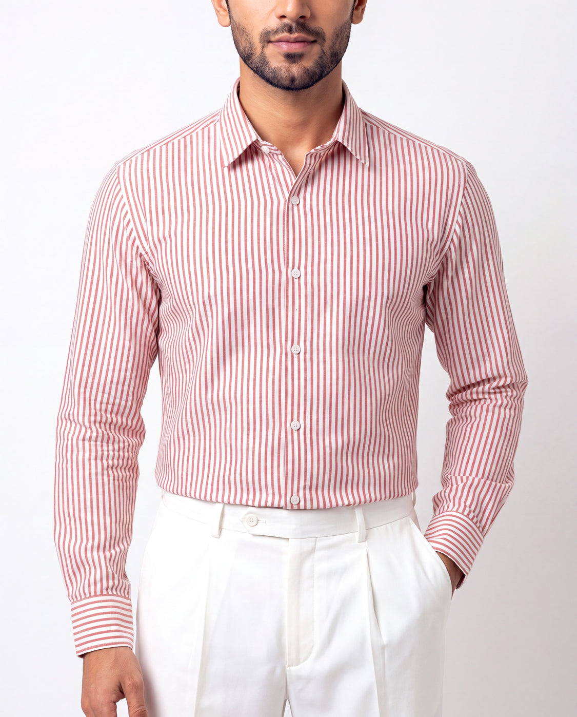 Striped Button Down - Red & White