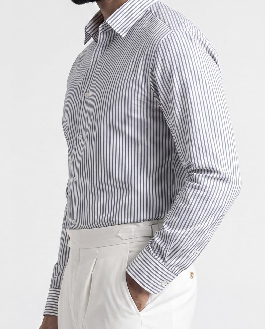 Striped Button Down - Blue & White