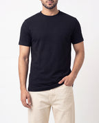 Textured Crew Neck Tee - Black