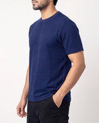 Textured Crew Neck Tee - Navy