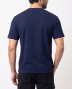 Textured Crew Neck Tee - Navy