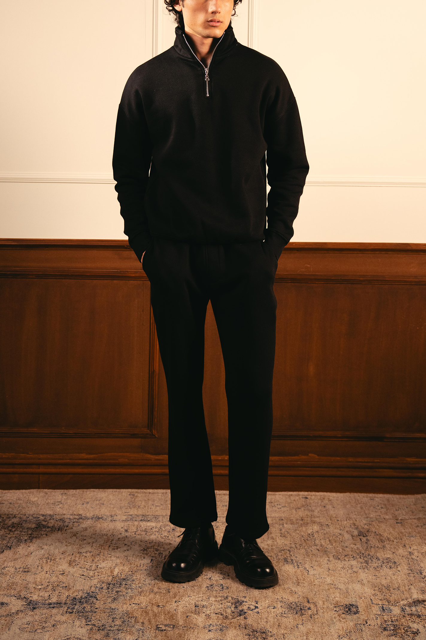 Classic Quarter-Zip Sweatsuit - Black Main image