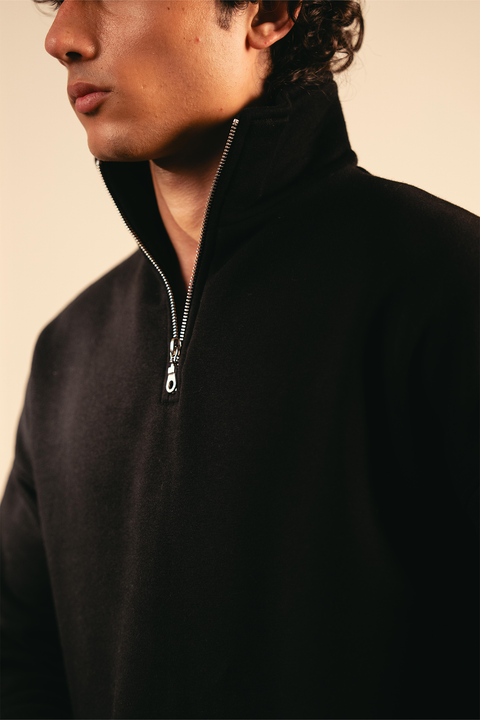 Classic Quarter Zip Sweatshirt – Black