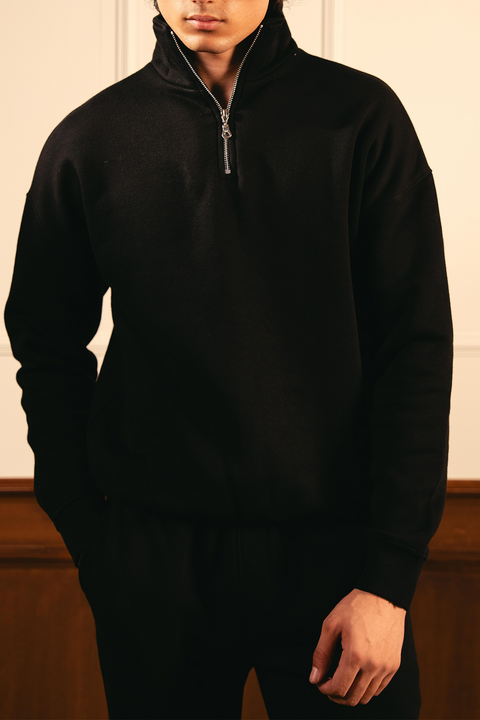 Classic Quarter Zip Sweatshirt – Black