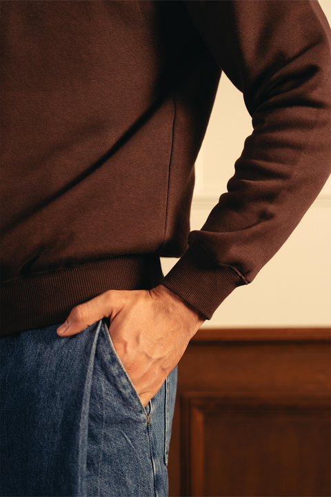 Classic Quarter Zip Sweatshirt – Brown