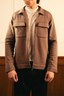 Men Full Zipper Jacket – Brown