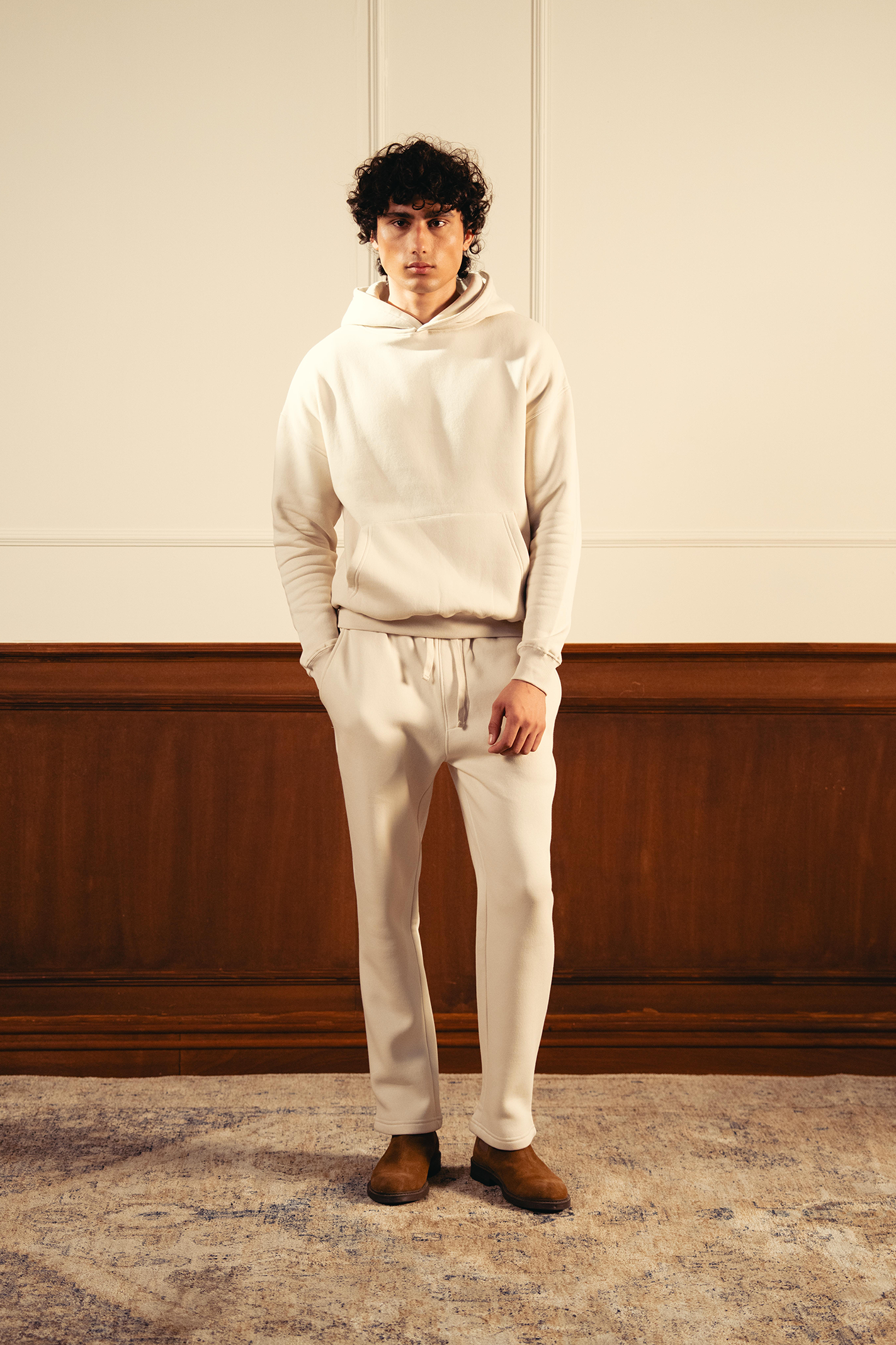 Heavy Fleece Pullover Hoodie – Ivory Secondary image