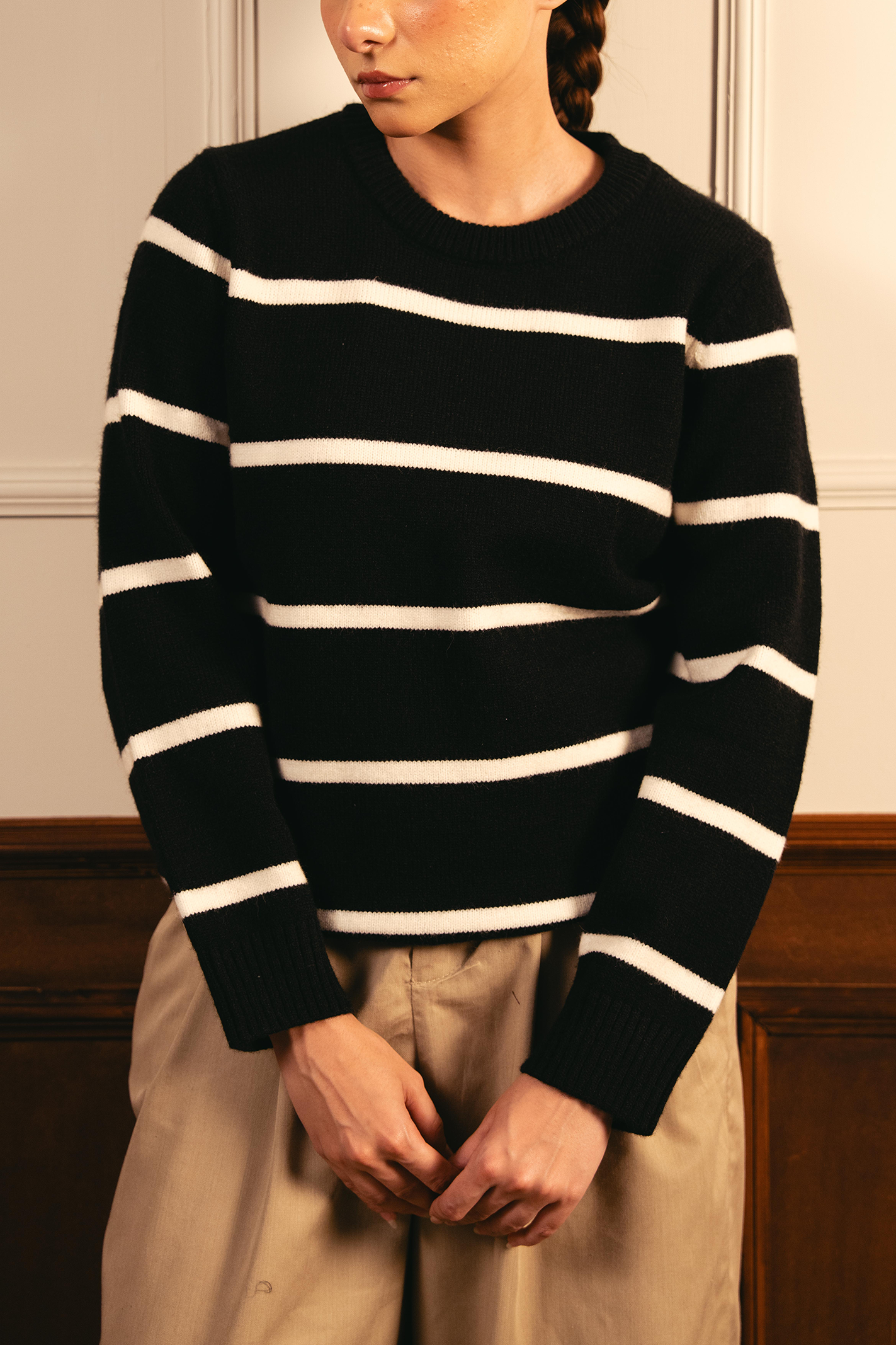 Monochrome Stripe Sweater - Black Main image