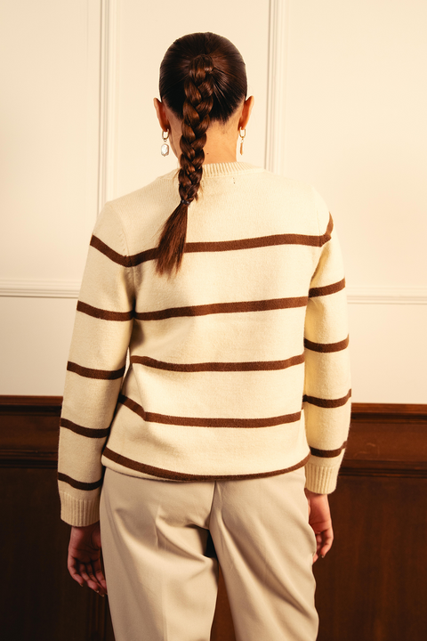 Monochrome Stripe Sweater - Cream