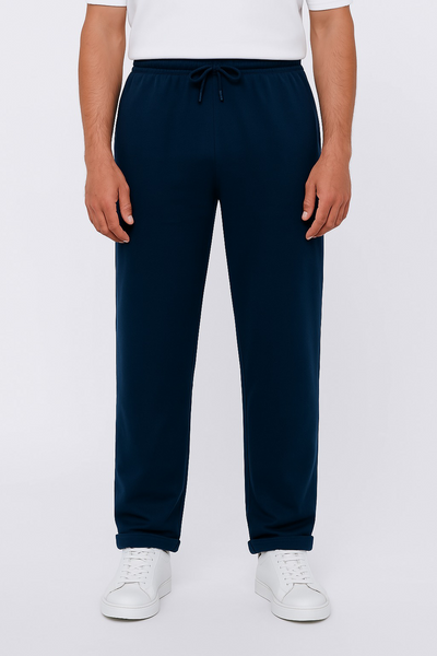 Straight Fit Jogger Trousers – Navy Blue