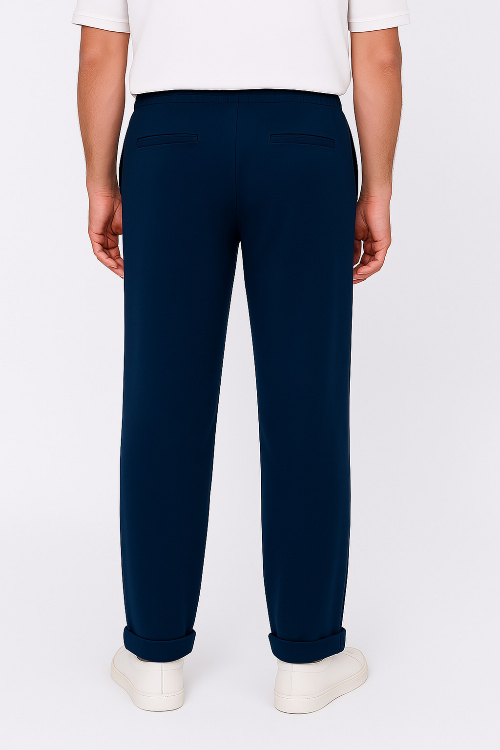 Straight Fit Jogger Trousers – Navy Blue