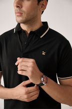 Black polo shirt