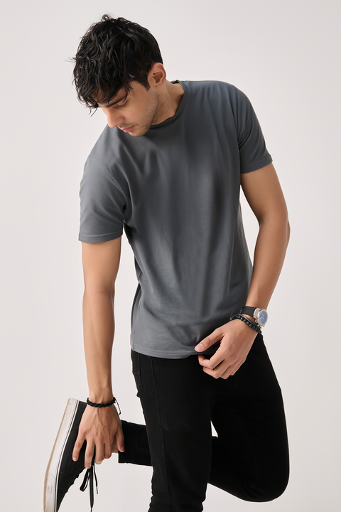 Pique T shirt - Gunmetal