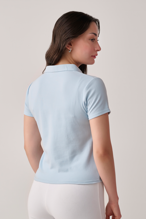 women polo sky blue