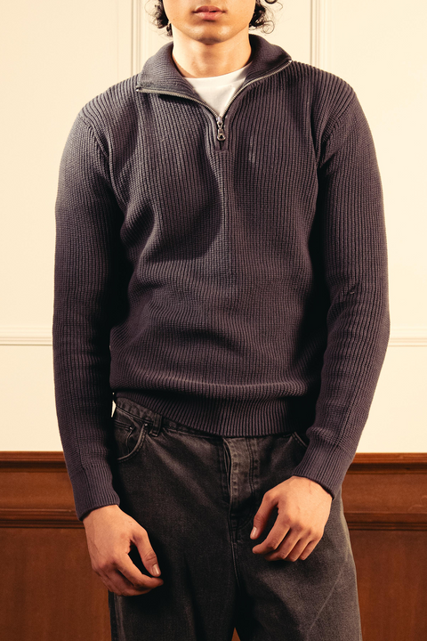 Quarter Zip Sweater - Ash Gray