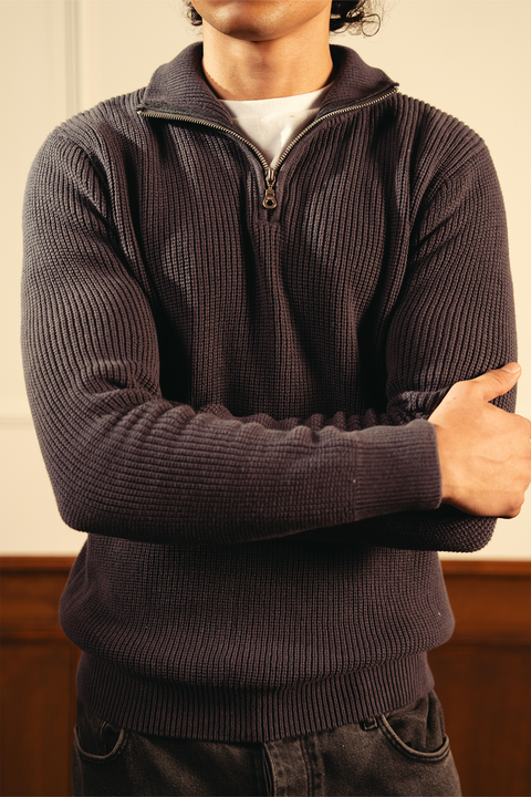 Quarter Zip Sweater - Ash Gray