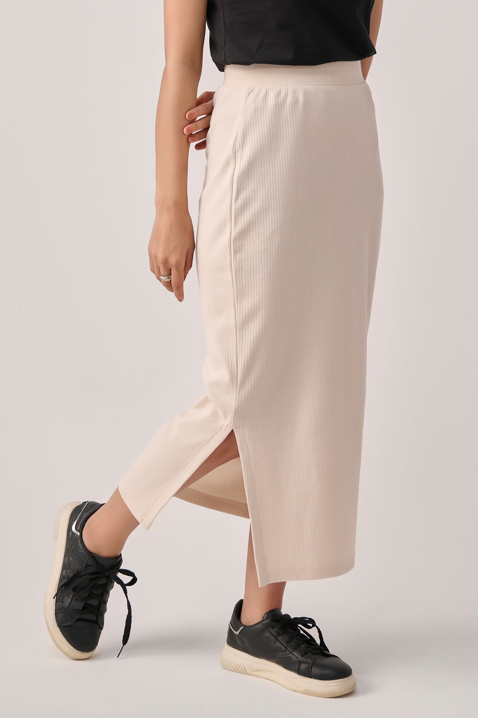Rib Skirt - Beige Secondary image