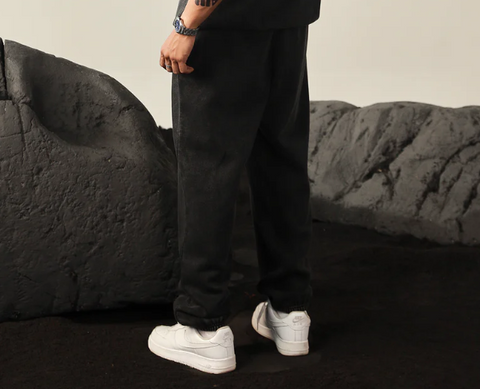 Men Washed Sweatpant- Black