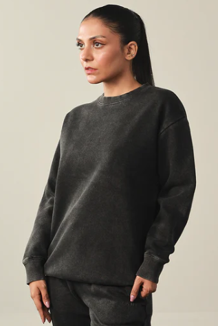 Women Washed Sweatshirt- Black